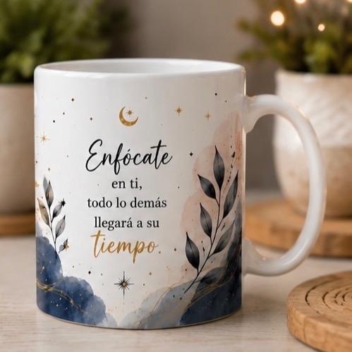 Boho Sun and Moon Ceramic Mug - 11 oz Reusable Cup for Drinks, Celestial Inspirational Design Kitchen Drinkware