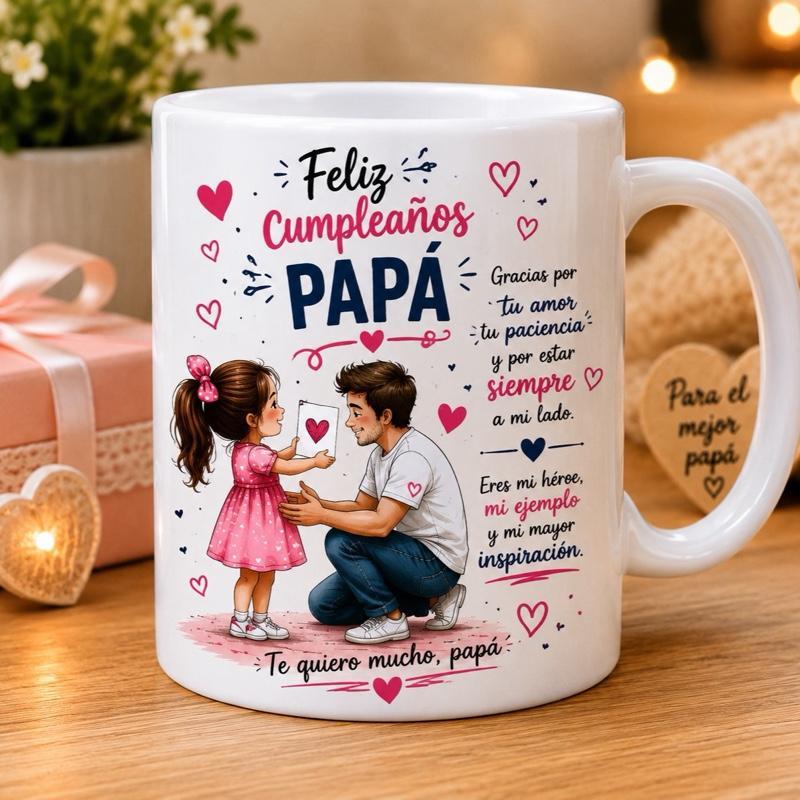 Personalized Ceramic Dad Mug - Washable Drink Cup for Father's Birthday, Customizable Son or Daughter Design