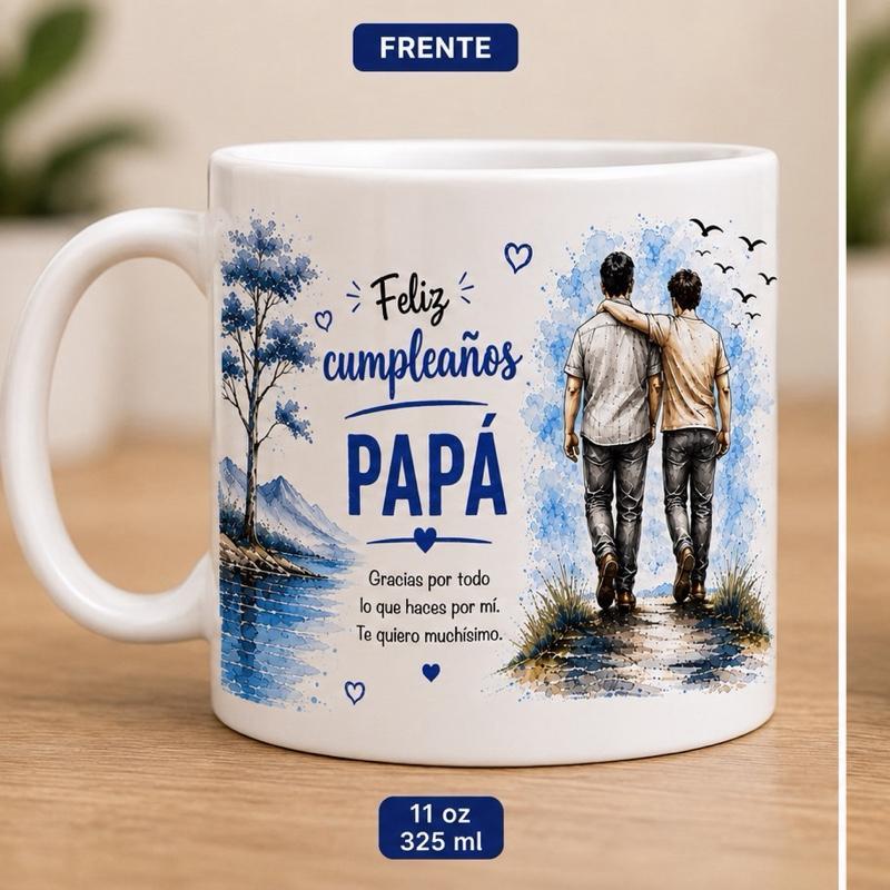 Personalized Ceramic Dad Mug - Washable Drink Cup for Father's Birthday, Customizable Son or Daughter Design